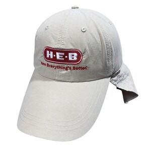 Adams H-E-B Hat Cap Fitted Mens One Size Beige Neck Flap Sun Protection Outdoor